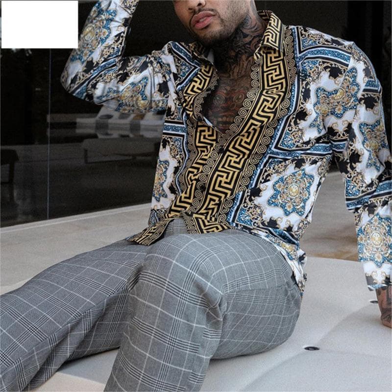 Men's fall vintage shirt Cardigan men's long-sleeved shirt