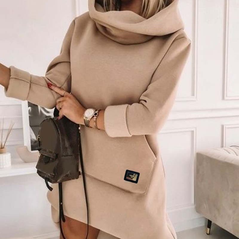 Women’s Clothing New turtleneck hooded mid length sweatshirt
