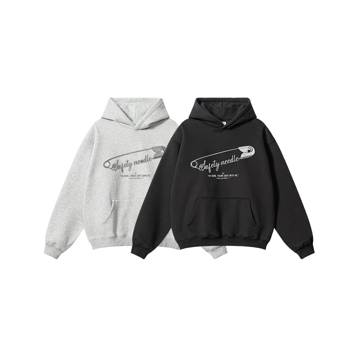Men's Clothing Autumn Retro Pin Print Plush Top Loose Heavy Hooded Sweatshirt Men's Trend