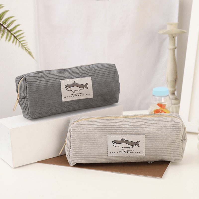 Little Red Riding Book Same Shark Embroidered Pencil Bag for Primary and Secondary School Students Cute Great Shark Quartet High Color Value Stationer