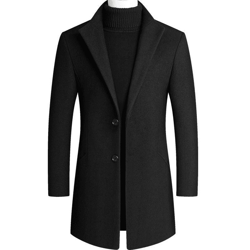 Men's Wool Coat Long Trench Coat Thick Men's Solid Color Coat