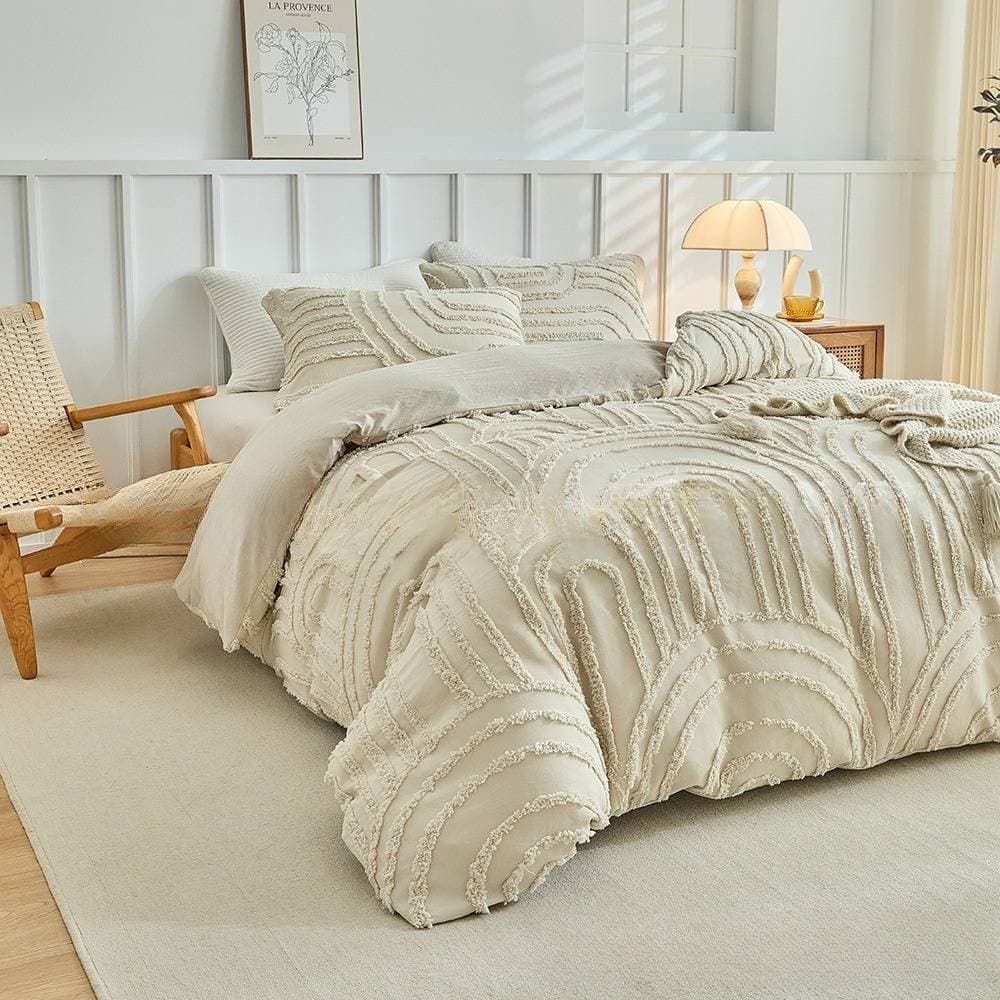Quilt Cover Three Piece Set Cut Flower Tufted Duvet Cover Full Size For Bedding