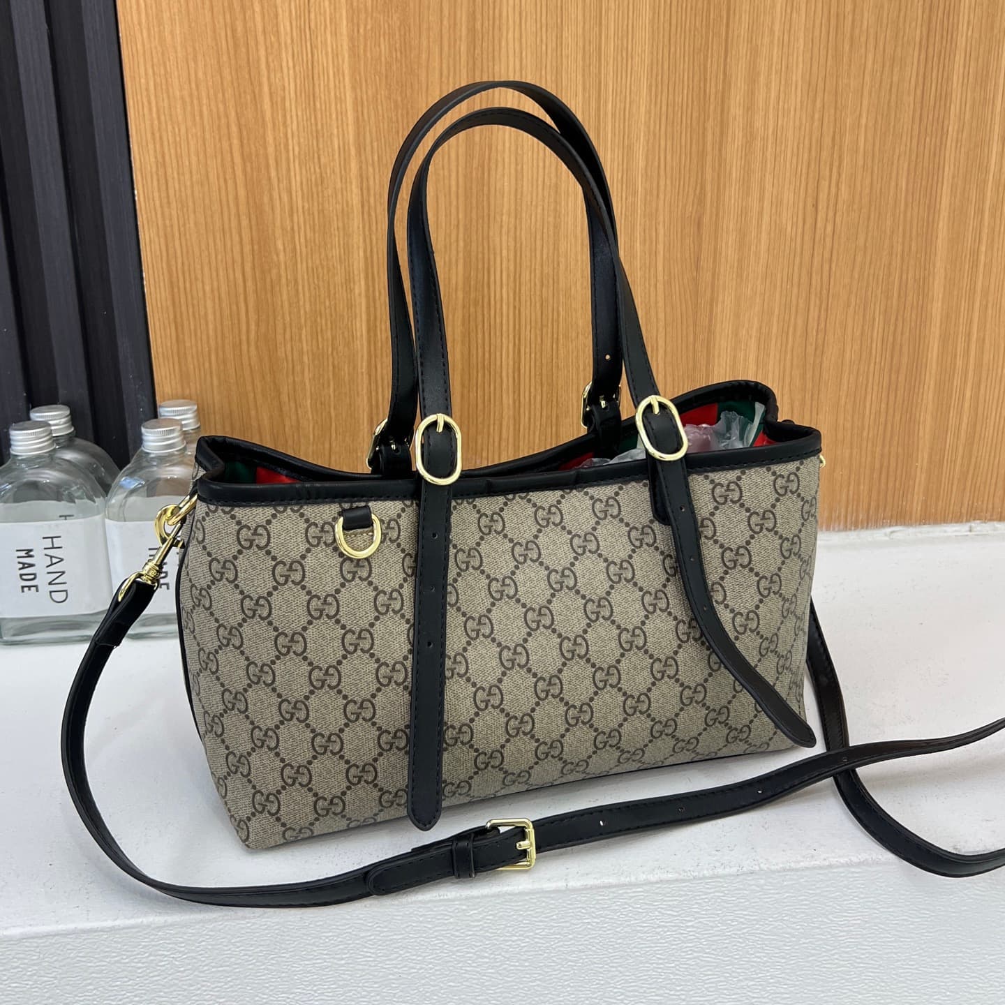 Sac cabas moyen à emblème GG, sac bandoulière, sac à main, sac seau, sac à bandoulière pour femme