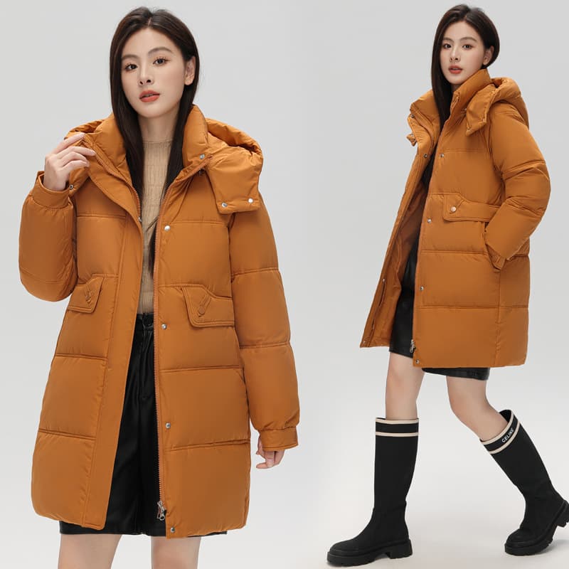 ​​Women's Winter Down Cotton Coat Long Hooded Puffer Jacket Warm Thick Loose Fit Korean Style Casual Outerwear​​