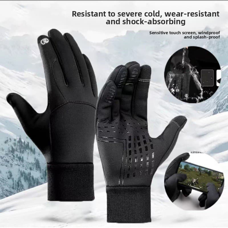 Winter Warm For Men And Women, Touchscreen Skiing Outdoor Sports Fleece Lined Waterproof Cold-Proof Cycling Gloves