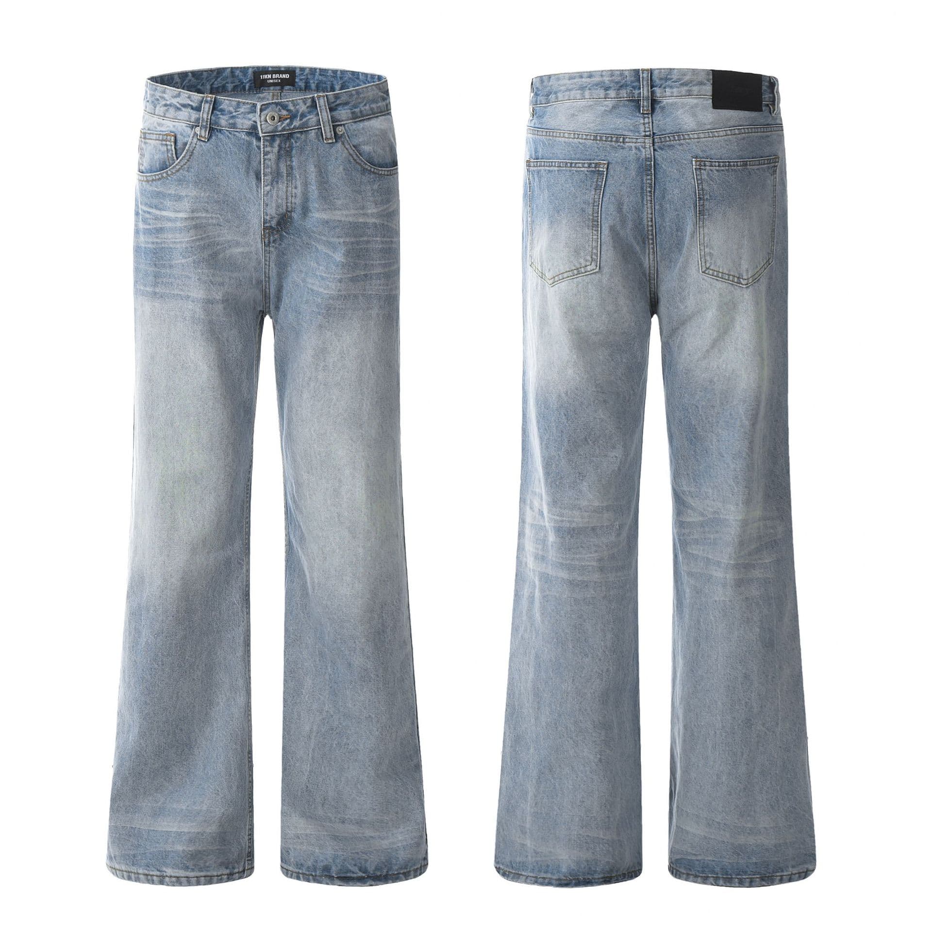 Men's Clothing Retro Jeans Blue Slim Slightly Flared Loose Vintage Wash Blue High-Waisted Flared Jeans Streetwear Loose Fit Denim Pants​