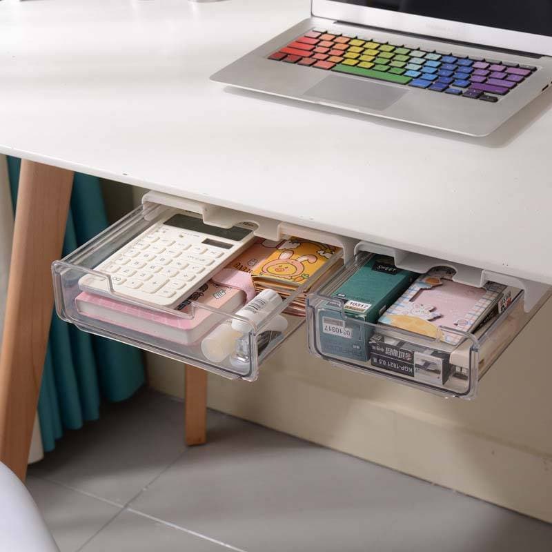 Family Organizer Under The Table Drawer Office Stationery Sundries Storage Dormitory Desk Hidden Storage Box Large Desktop Organization Artifact