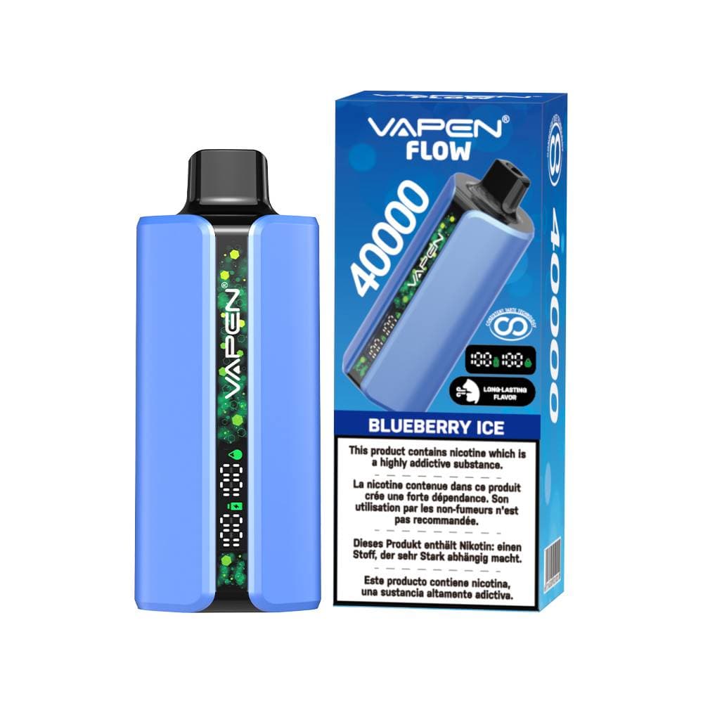 1 stylo vape jetable Vapen Flow 40 000 bouffées | Cigarette électronique fruitée 40 000 bouffées avec affichage numérique, vape longue durée