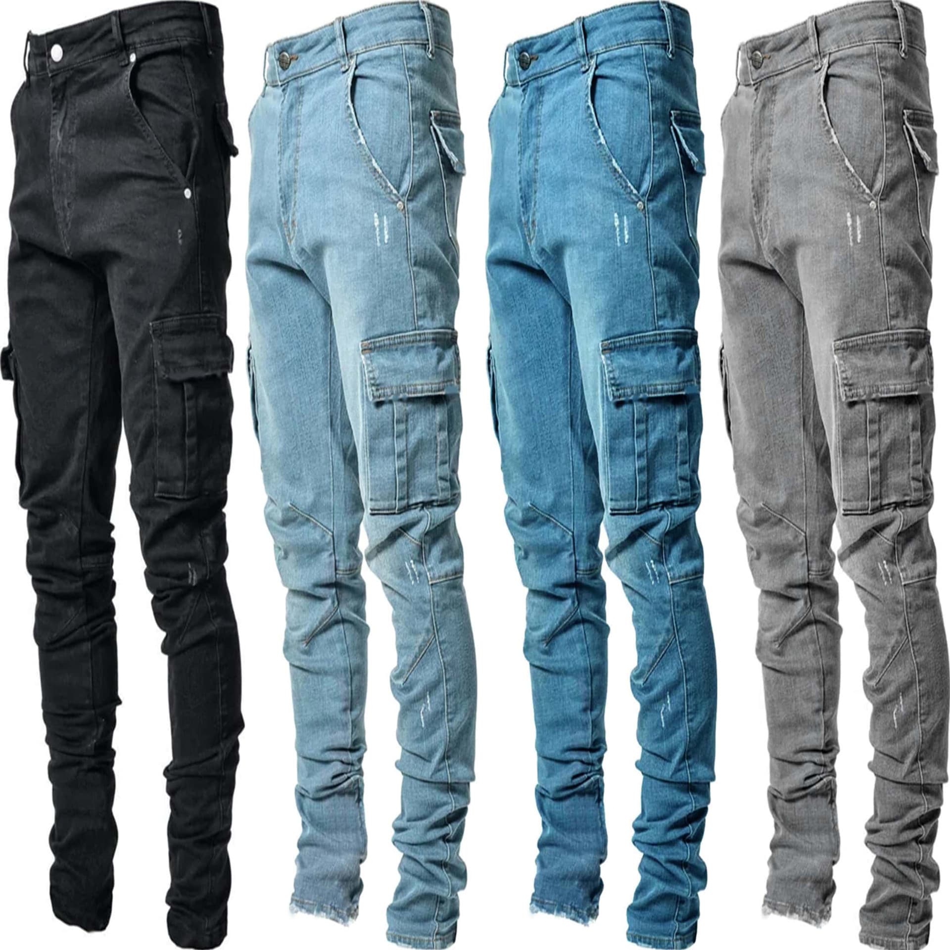 Men's Clothing Side Pocket Skinny Jeans Men's Jeans