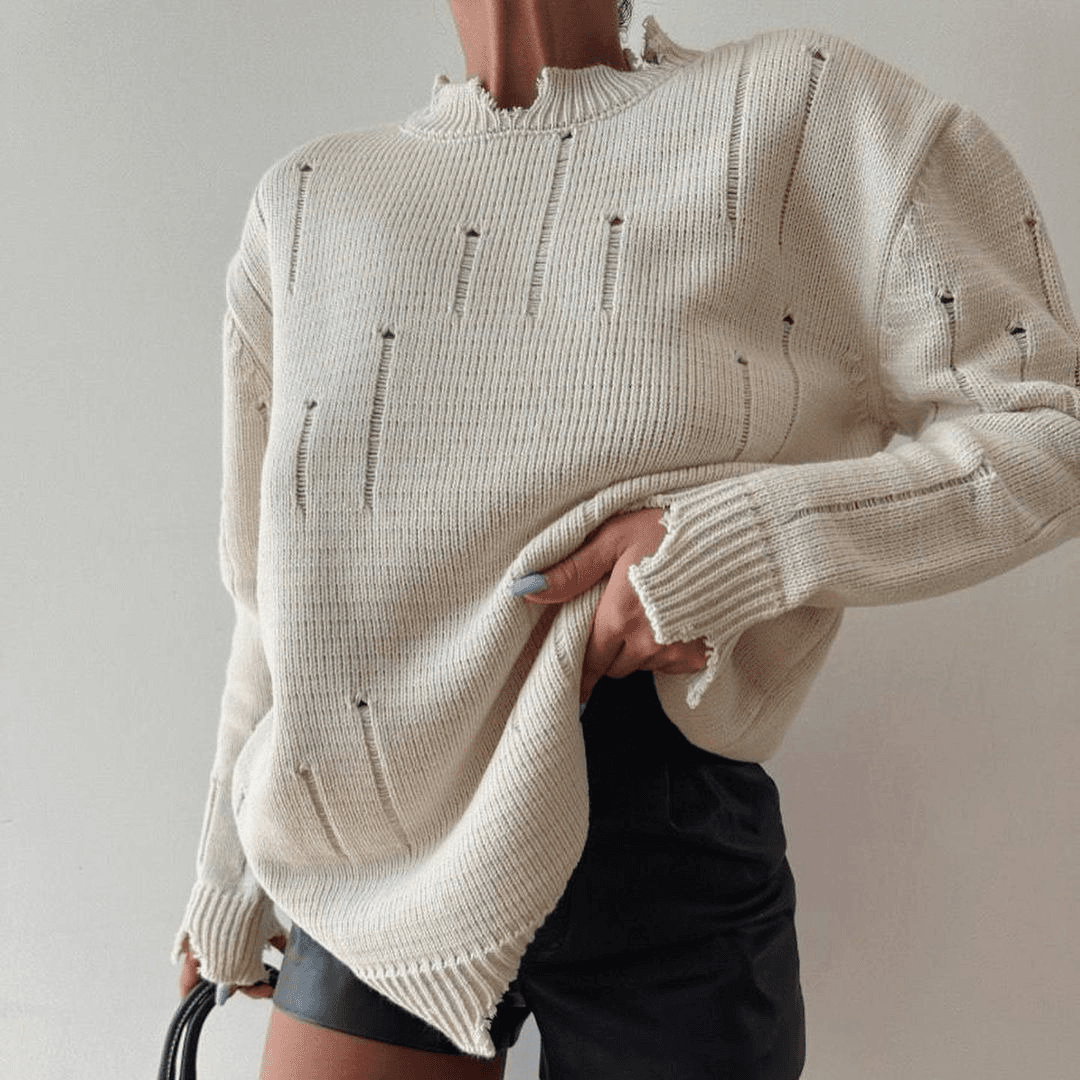 Women's Pullover Sweater Women's Hand-worn Crew-neck Sweater