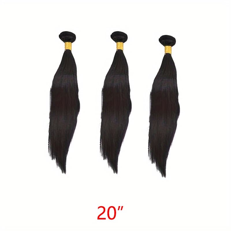 Lot de 3 mèches de cheveux vierges brésiliens de qualité supérieure pour femmes, double trame, cheveux humains non traités, couleur naturelle, l