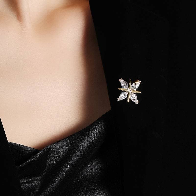 Elegant Zircon Star Brooch Pin For Suits - Stylish Lapel Pin With Secure Fastening For Formal Attire Cross Star Brooch Collar Pin Suit Pin Fixed Anti