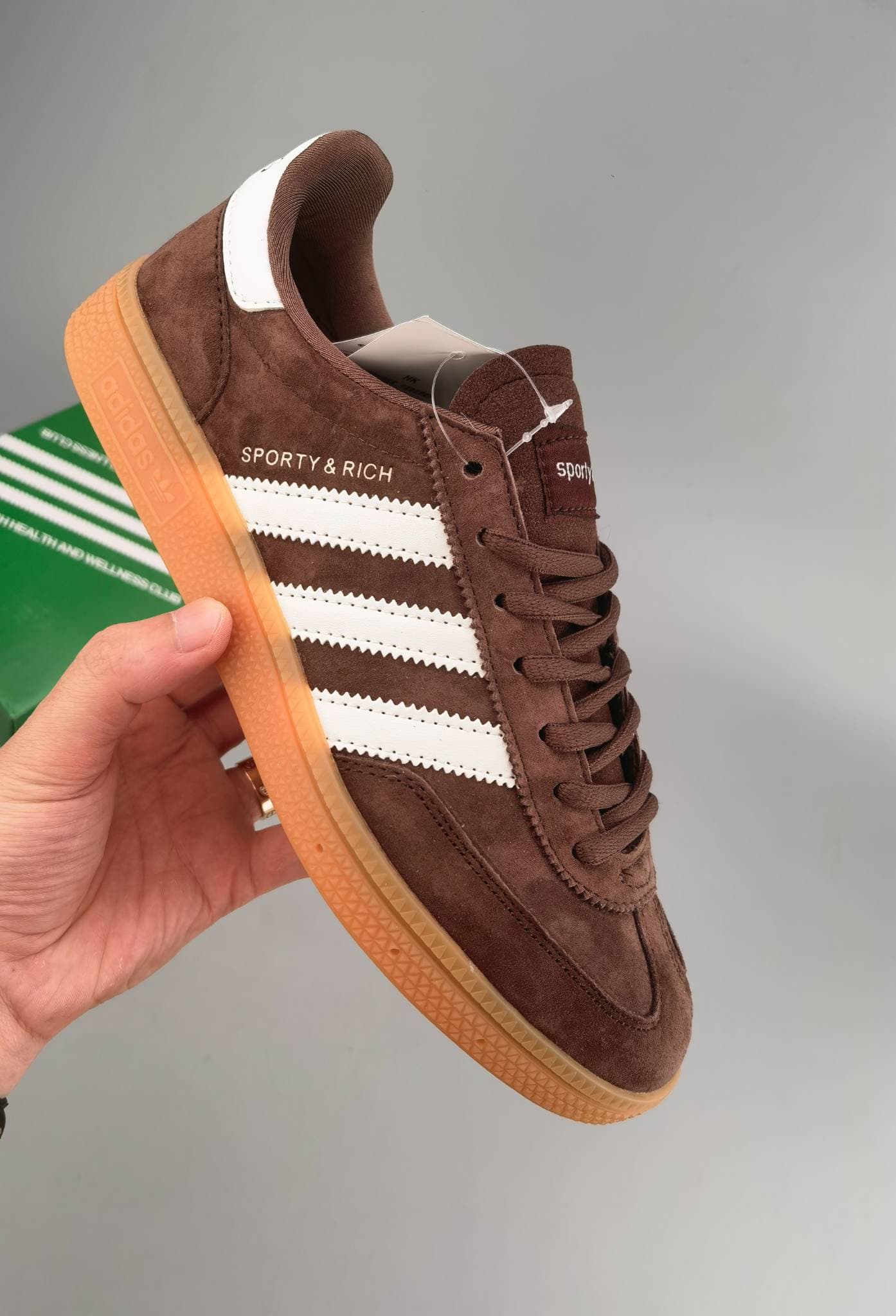 Baskets Sporty & Rich X Handball Spezial Collab en daim marron à semelle gomme, style rétro, basses, chaussures de marche décontractées, unisexes