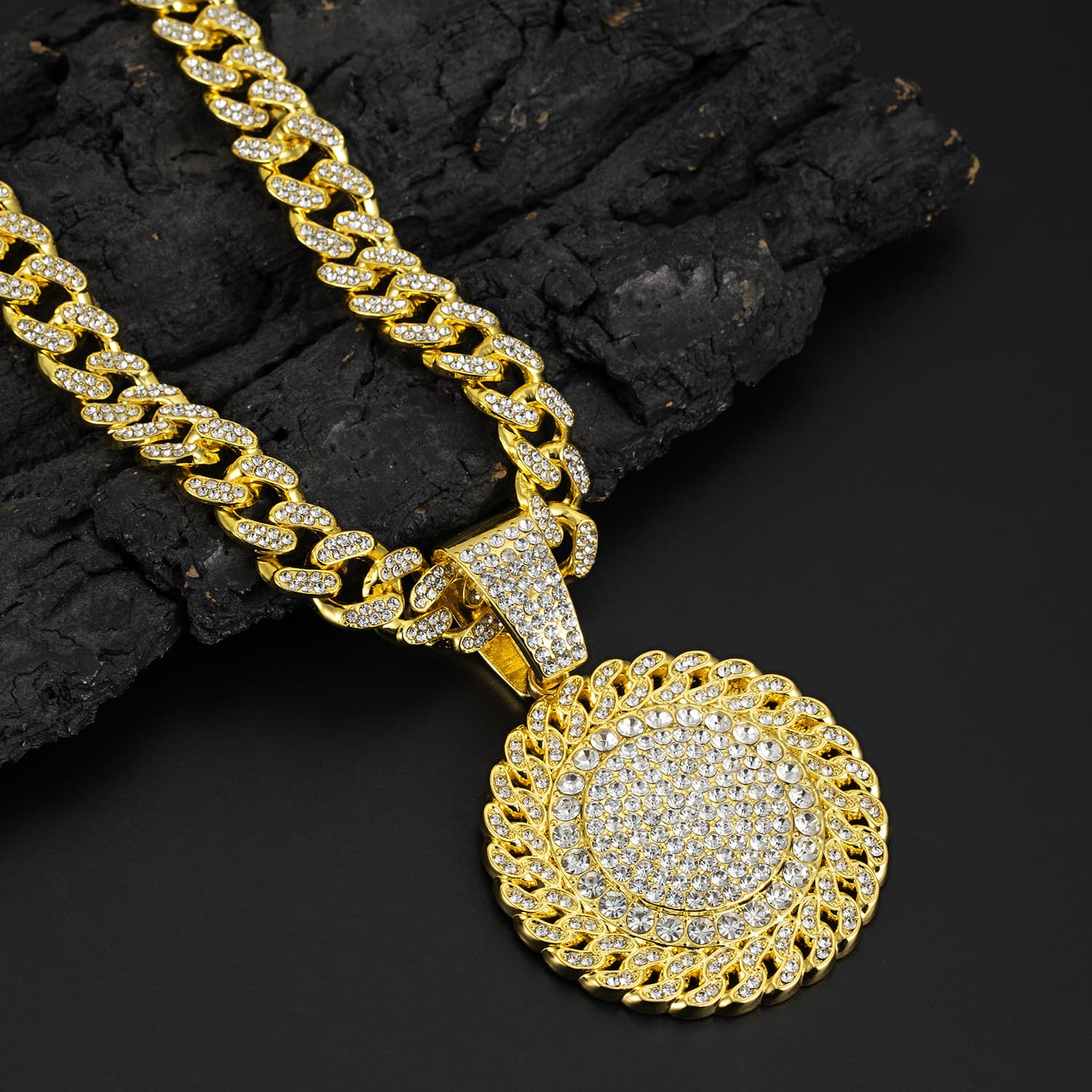 Diamond Inlaid Cuban Chain Thickened Pendant Hip Hop Necklace