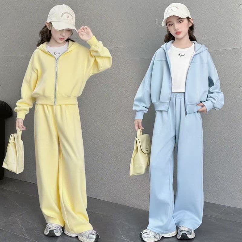 Girls' Autumn Clothing Set Casual Jacket And Pants Children's Polyester Suit For Ages 3-8 Kid's Spring And Autumn Wear