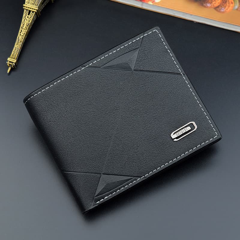 Men's wallet Men's short multi-card fashion casual wallet Men's thin three fold horizontal soft wallet