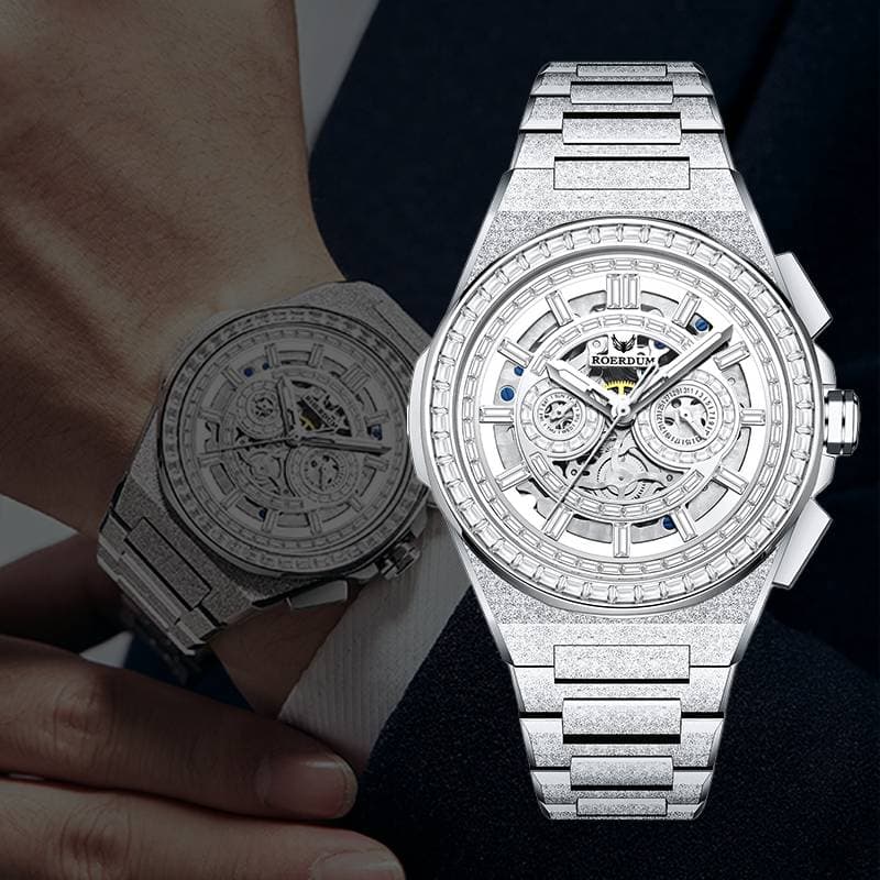 ROERDUM FrostWing Series, White Dial, Stylish Trendy Business Men's Mechanical Watch