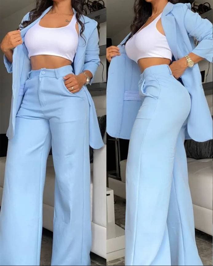 Women's Clothing 2026 OL Elegant Floral Sleeveless Suit Jacket + Lace Up Casual Trousers Suit