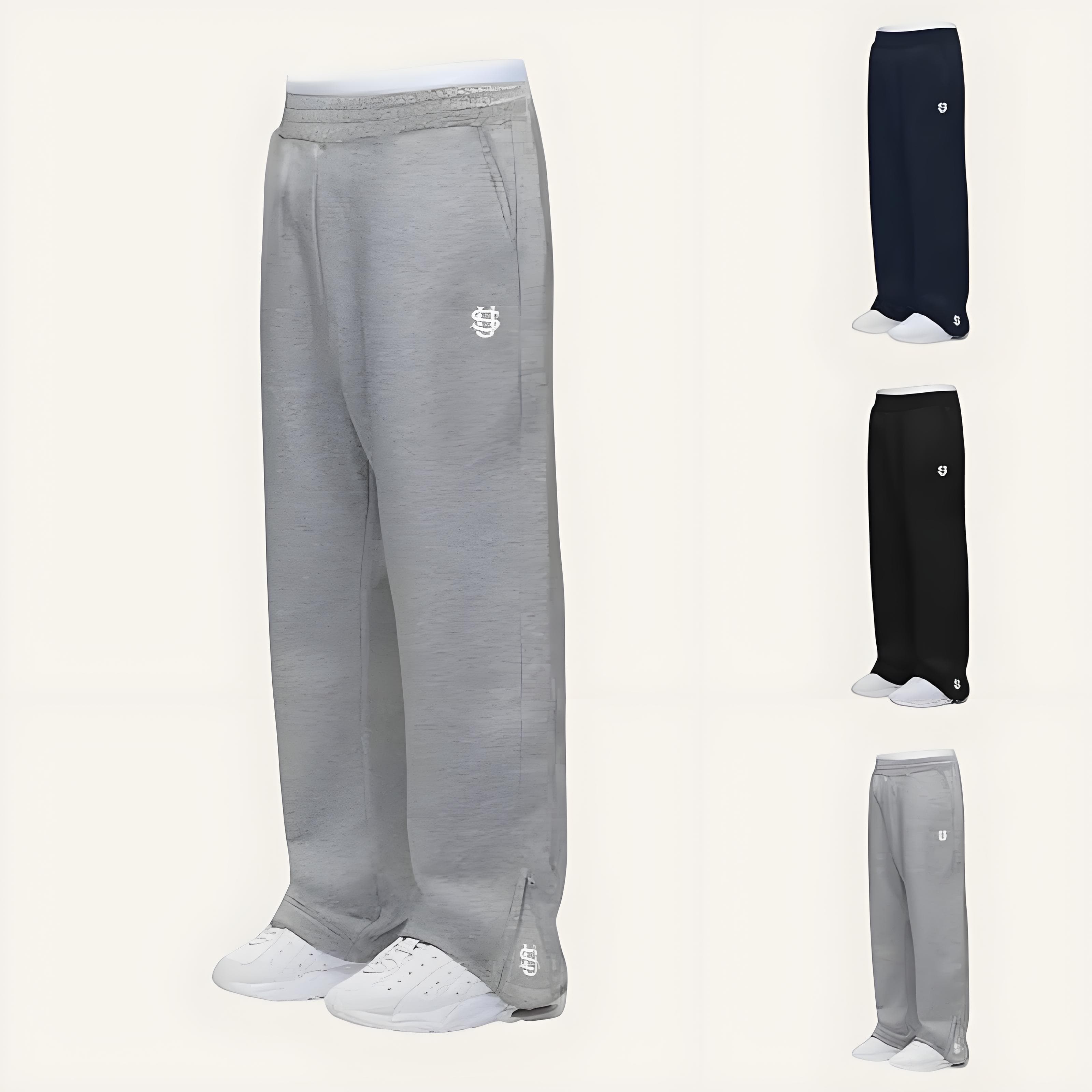 ​Unisex Embroidered Zip-Up Hoodie Pants - Streetwear Hip-Hop Sweatpants With Stylish Embroidery, Loose Fit, Comfortable & Trendy