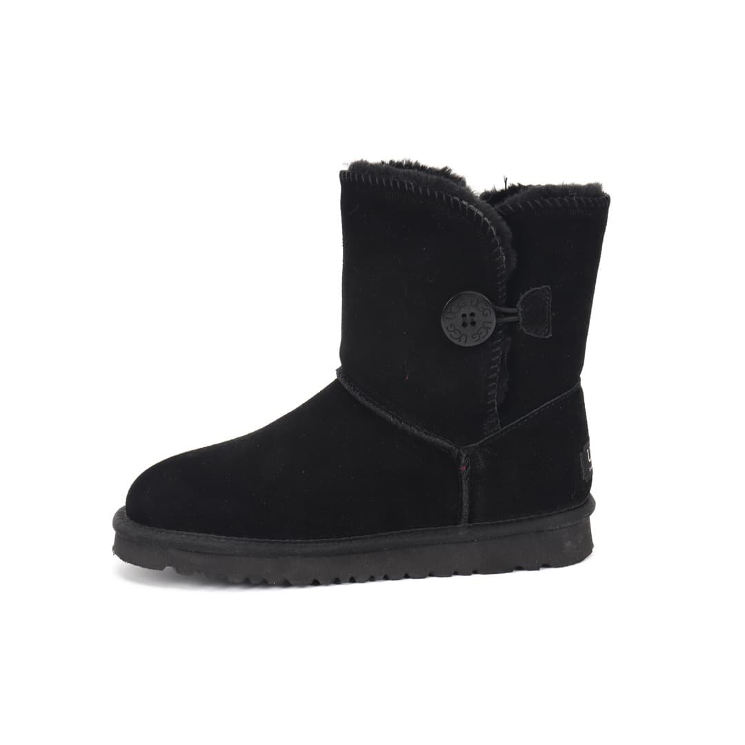 Bottes de neige pour femmes avec boucles en bois, en cuir véritable, polyvalentes, chaussures d'écolière, bottes épaisses doublées de fourrure.