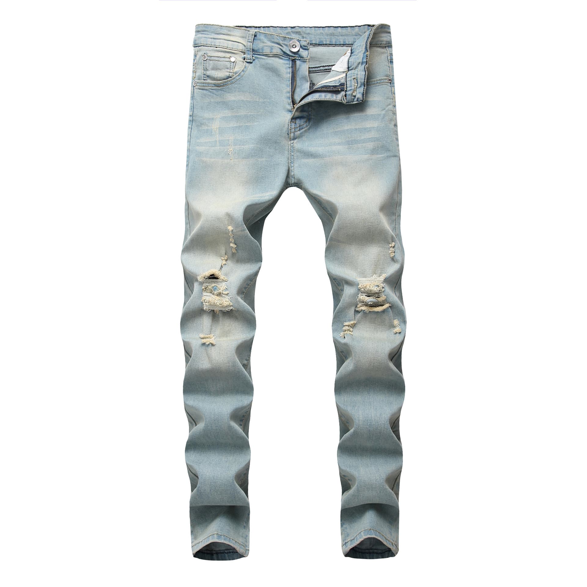 Men's Clothing Denim High Stretch Ripped Slim Fit Jeans