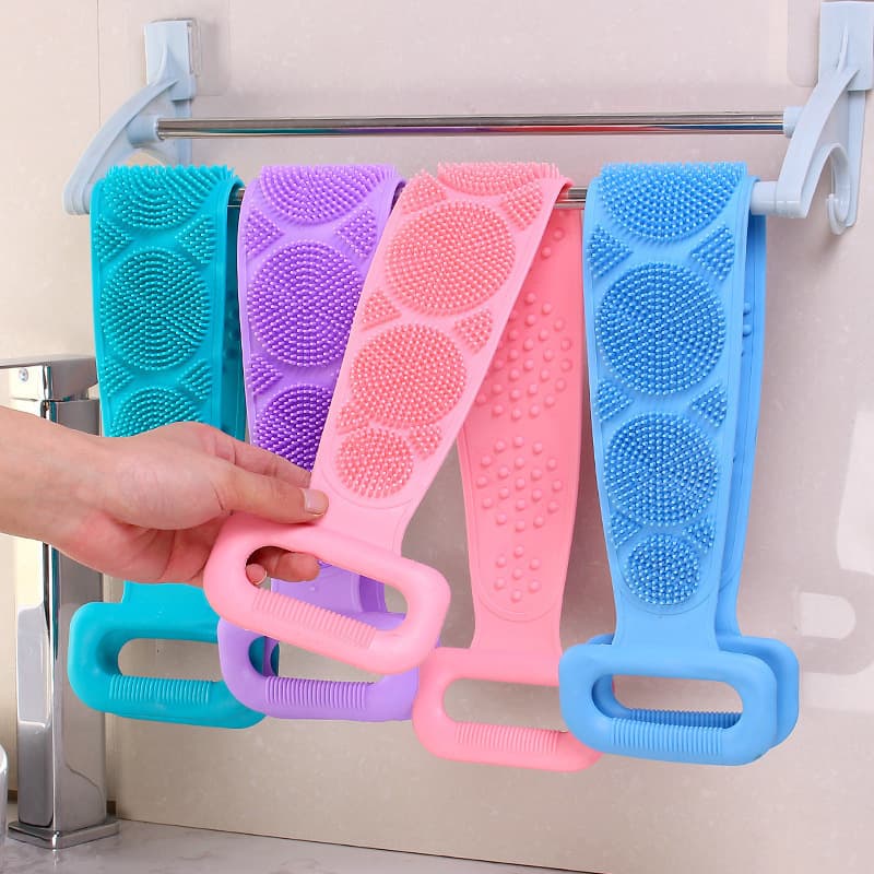 Silicone Bathing Artifact Massage Bath Towel Bath Brush Back Scrubbing Bath Brush Double Sided Long Strip Rubbing Mud And Ash