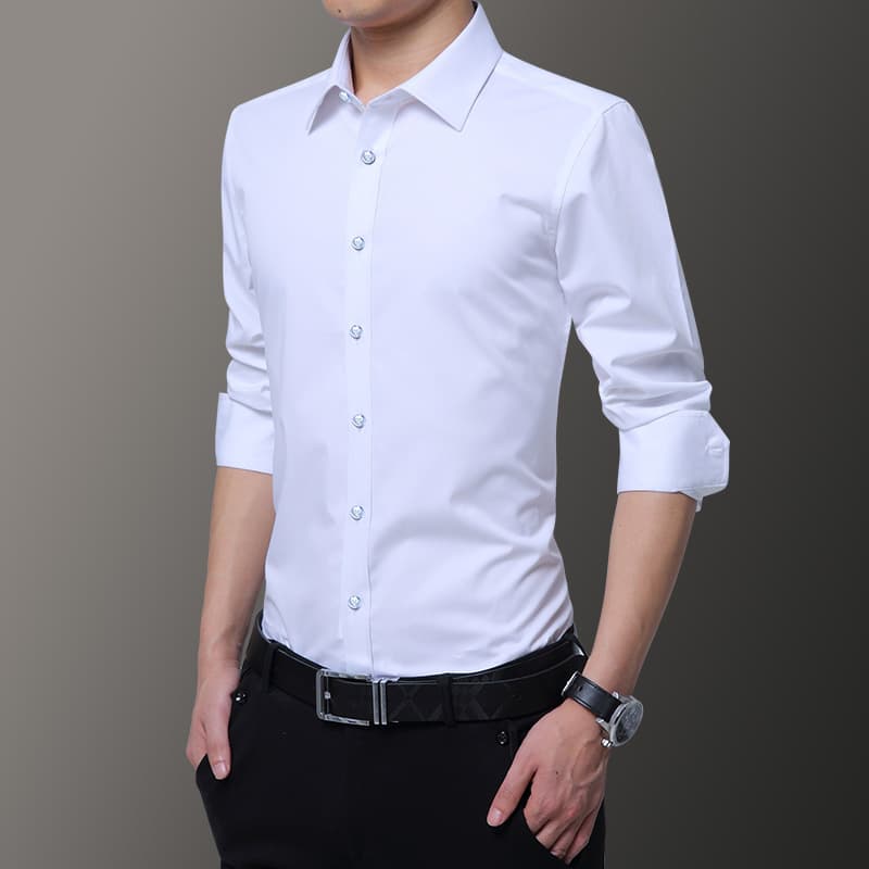 Men's suits autumn and winter new solid color shirt business casual version slim fit large size fat trade shirt S-8XL