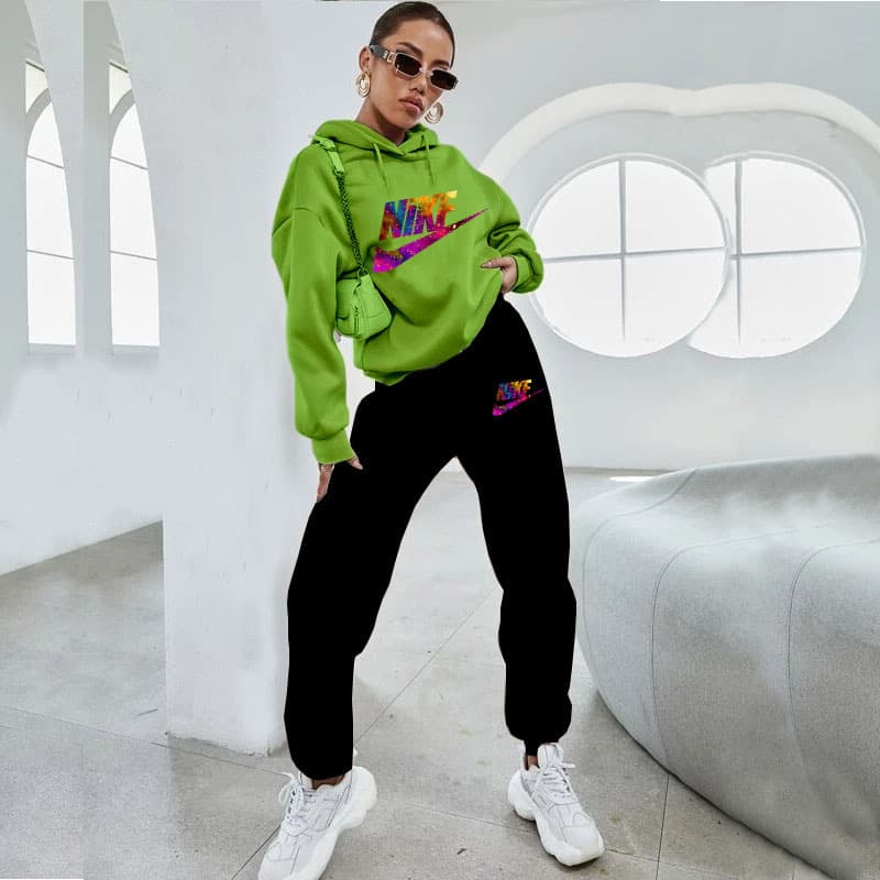 Automne/hiver mode pull décontracté ensemble marque de mode lettre impression pull à capuche pantalon sport deux pièces ensemble
