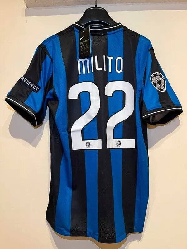 Retro Adult Inter-Milan Milito 22# Shirt Champions League Final 2010 Soccer Jersey - all size