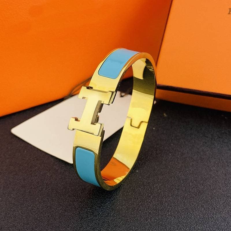Bracelet classique en émail avec lettre H de créateur, large boucle en or, bracelet H européen et américain, bracelet pour couple
