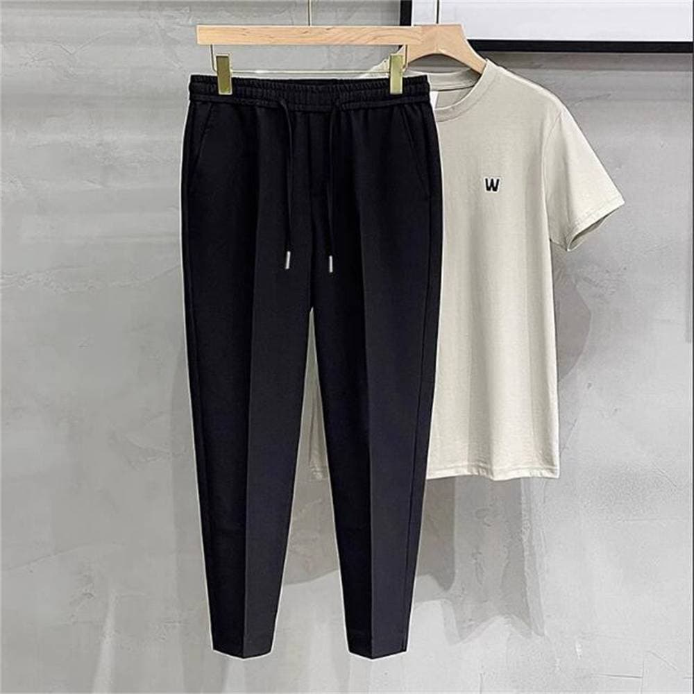 Summer 2025 Cross Border Men's Slim Fit Small Feet Casual Business Nine Point Suit Pants