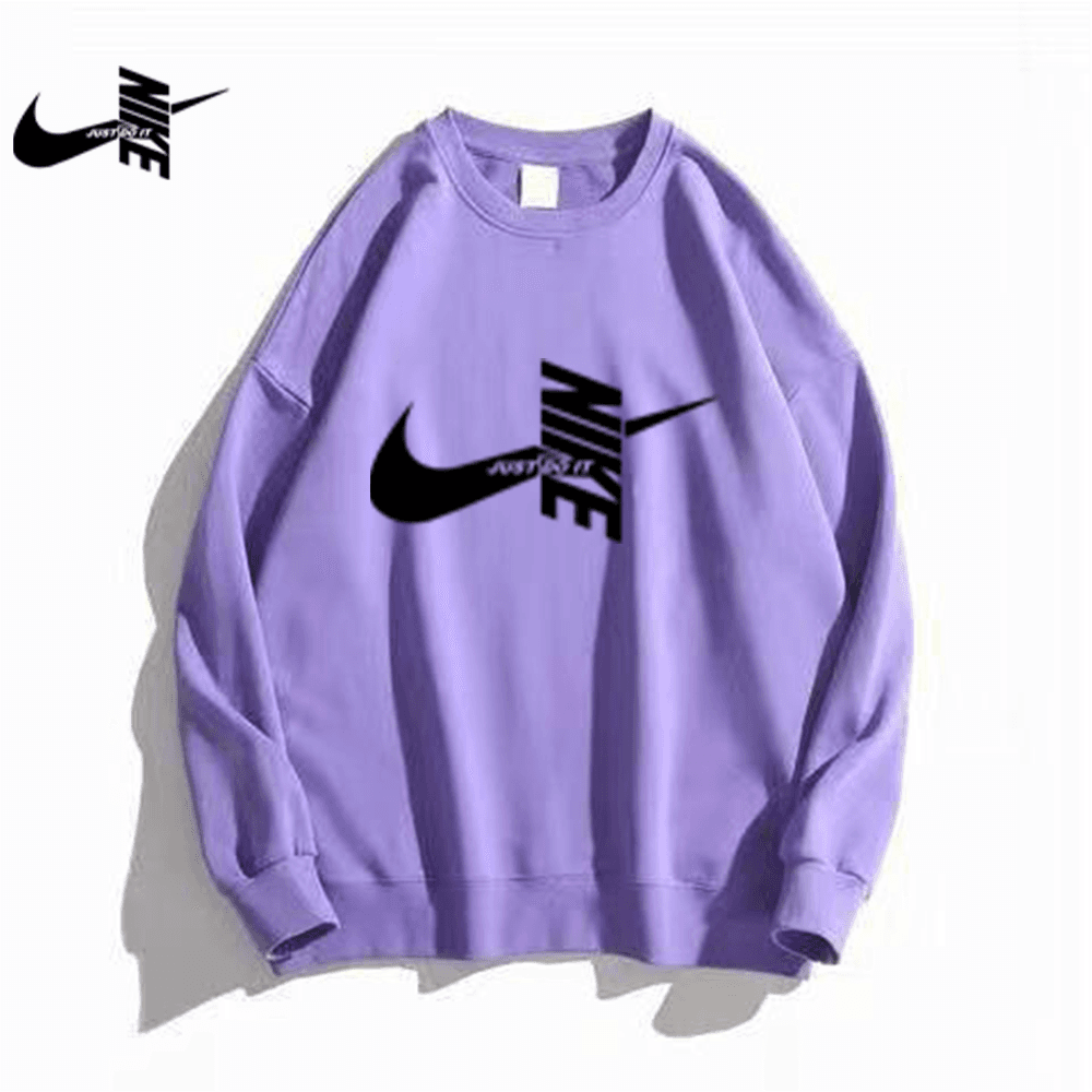 Sweat-shirt Nike noir de luxe à col rond avec logo Swoosh vertical, haut en coton streetwear sport