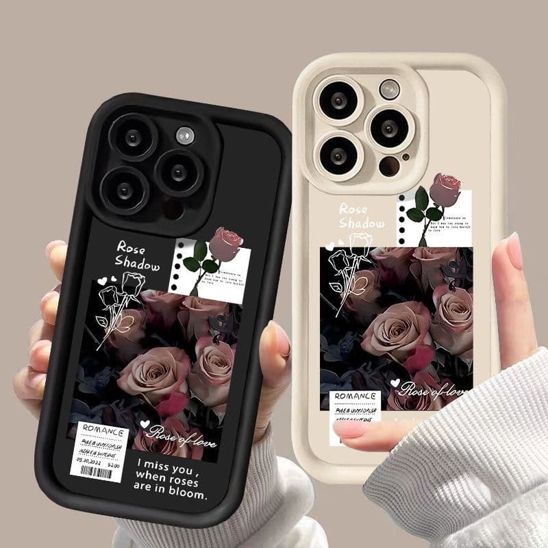 Rose Flower Phone Case For Iphone 14 13 12 11 15 Pro Max XS XR X 8 7 Plus Se2 14Pro 15Pro Matte Soft Silicone Back Cover