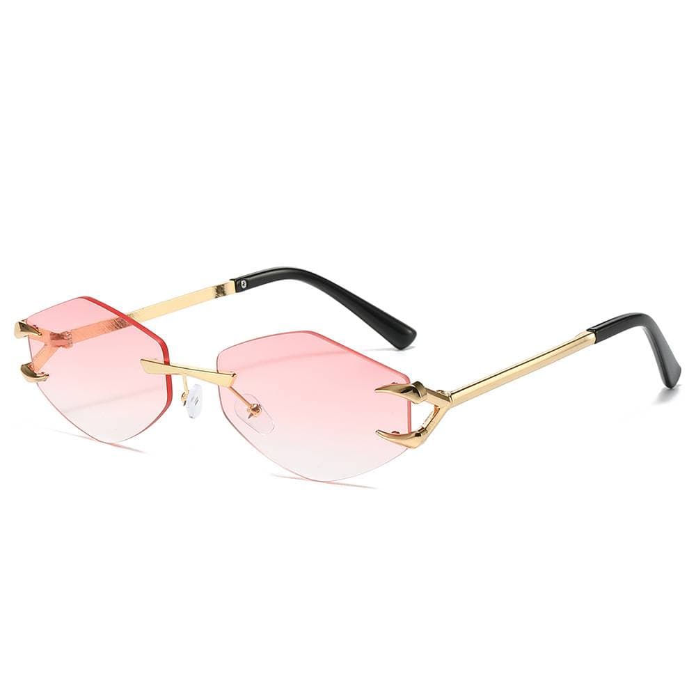 Cross-border Personality New Rimless Diamond Sunglasses Metal Frame Glasses Fashion Beach Transparent Sunglasses