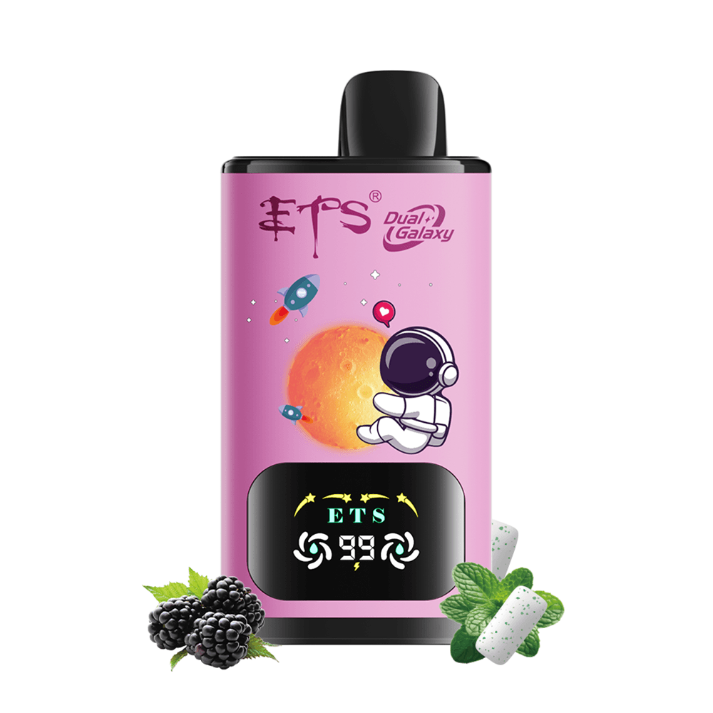 ETS Dual Galaxy 30000 bouffées Vape jetable 2 en 1, saveurs fruitées interchangeables, cigarette électronique rechargeable avec affichage numériq