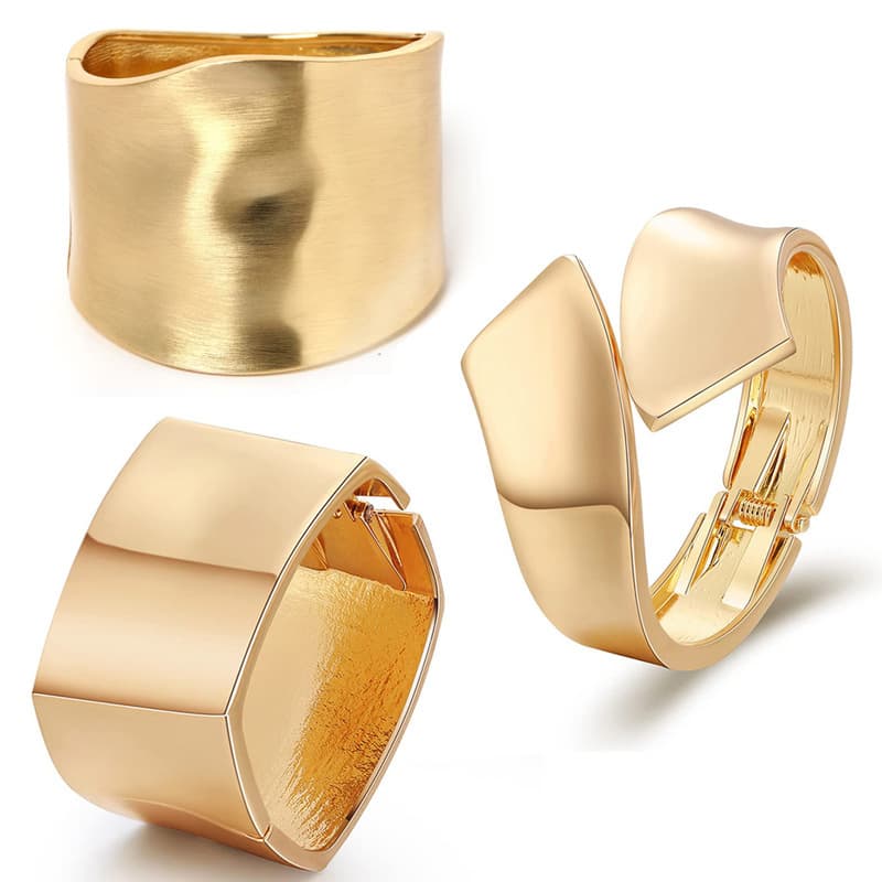 Trendy Hand Jewelry Exaggerated Gold Color For Women Alloy Pearl Fashion Irregular Half Open Bracelet