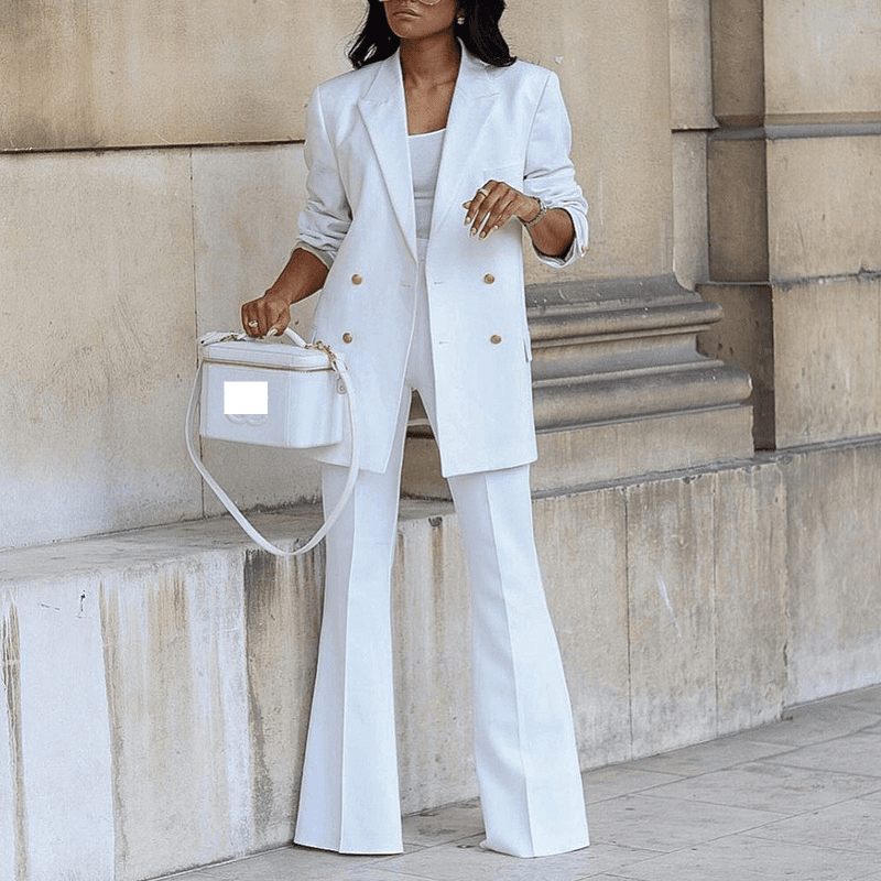 Women's Clothing Solid Color Casual Suit Wide-leg Trousers Suit Two-piece