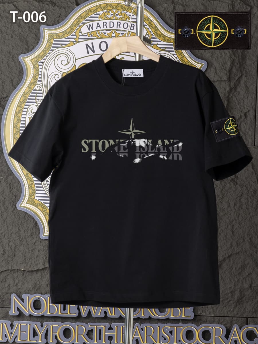 T-006 - T-shirt d'été à manches courtes et col rond en pur coton, haut tendance de haute qualité, léger et respirant pour l'été.