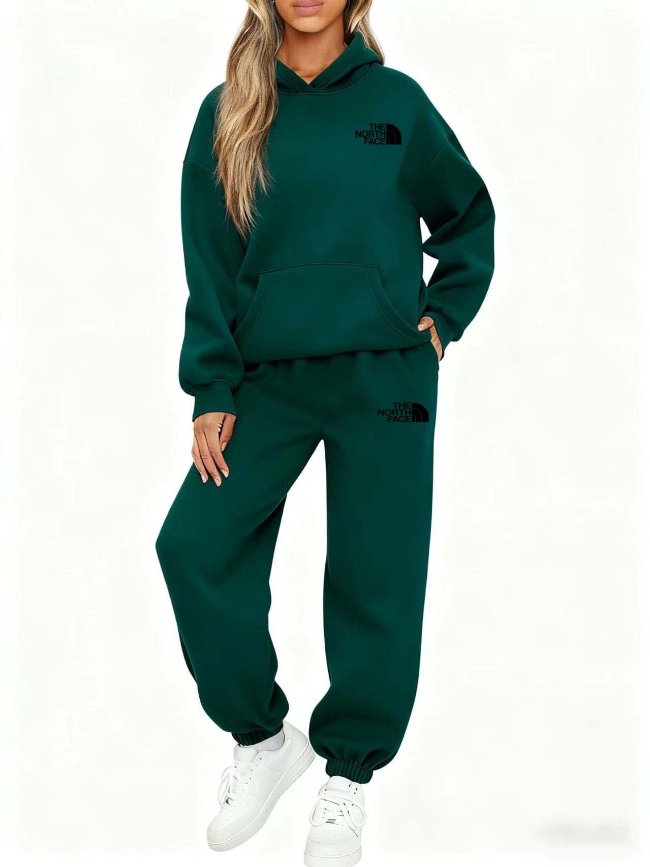 Ensemble deux pièces THE NORTH FACE pour femme : sweat-shirt à capuche ample, pantalon de jogging à manches longues, tenue de sport quotidienne