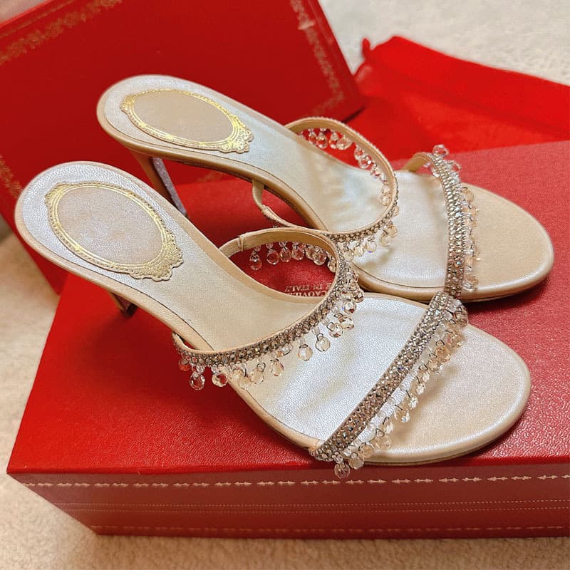 Women’s Shoes Crystal Chandelier Sandals, One Strap High Heels,Spring New Open Toe Stiletto Sandals