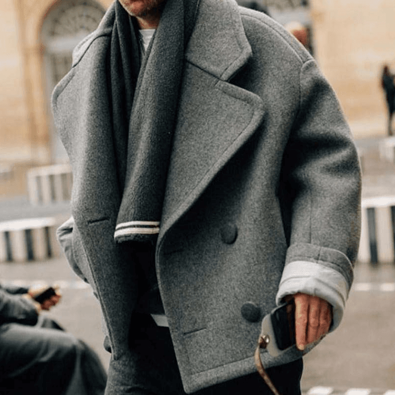 Men's Clothing Collar Woolen Coat Fall And Winter Street Fashion Short Shoulder