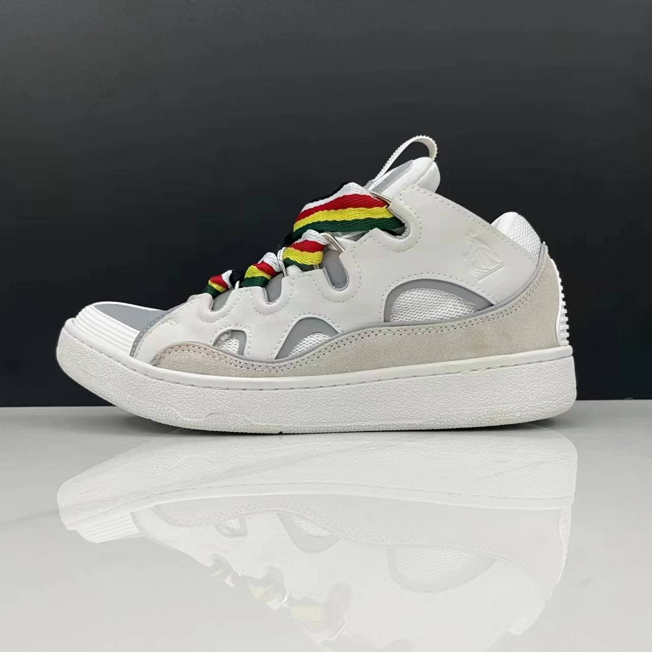 Chaussures plates respirantes unisexes à semelle épaisse en cuir véritable à lacets, chaussures décontractées de couleurs mélangées, chaussur