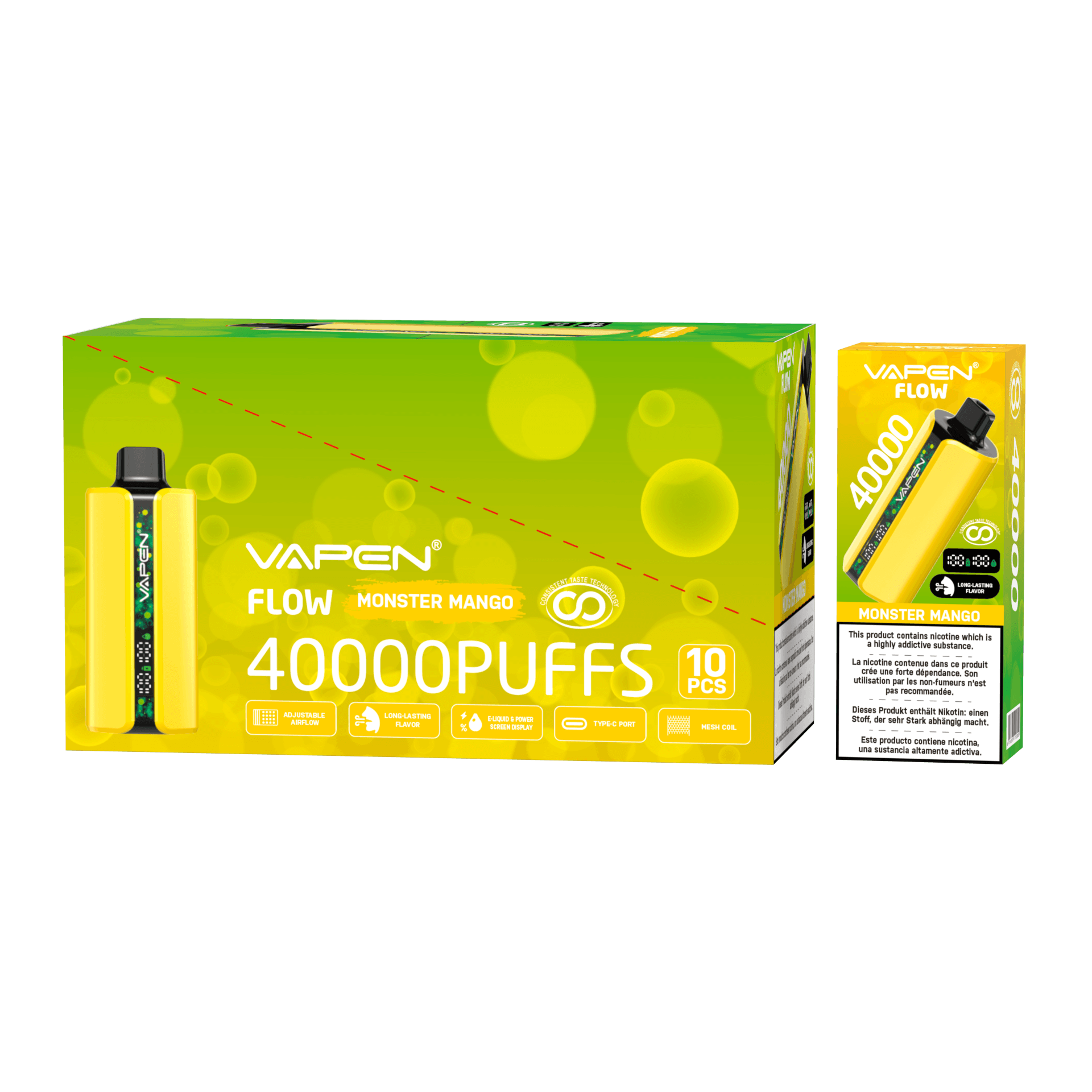 10pcs Vapen Flow 40000 Puffs Stylo Vape Jetable E-cig Mesh PRO Saveurs 40K 30K 50K Vapes Bar Elf Cigarette Électronique TECHNOLOGIE DE GOÛT CONSTAN
