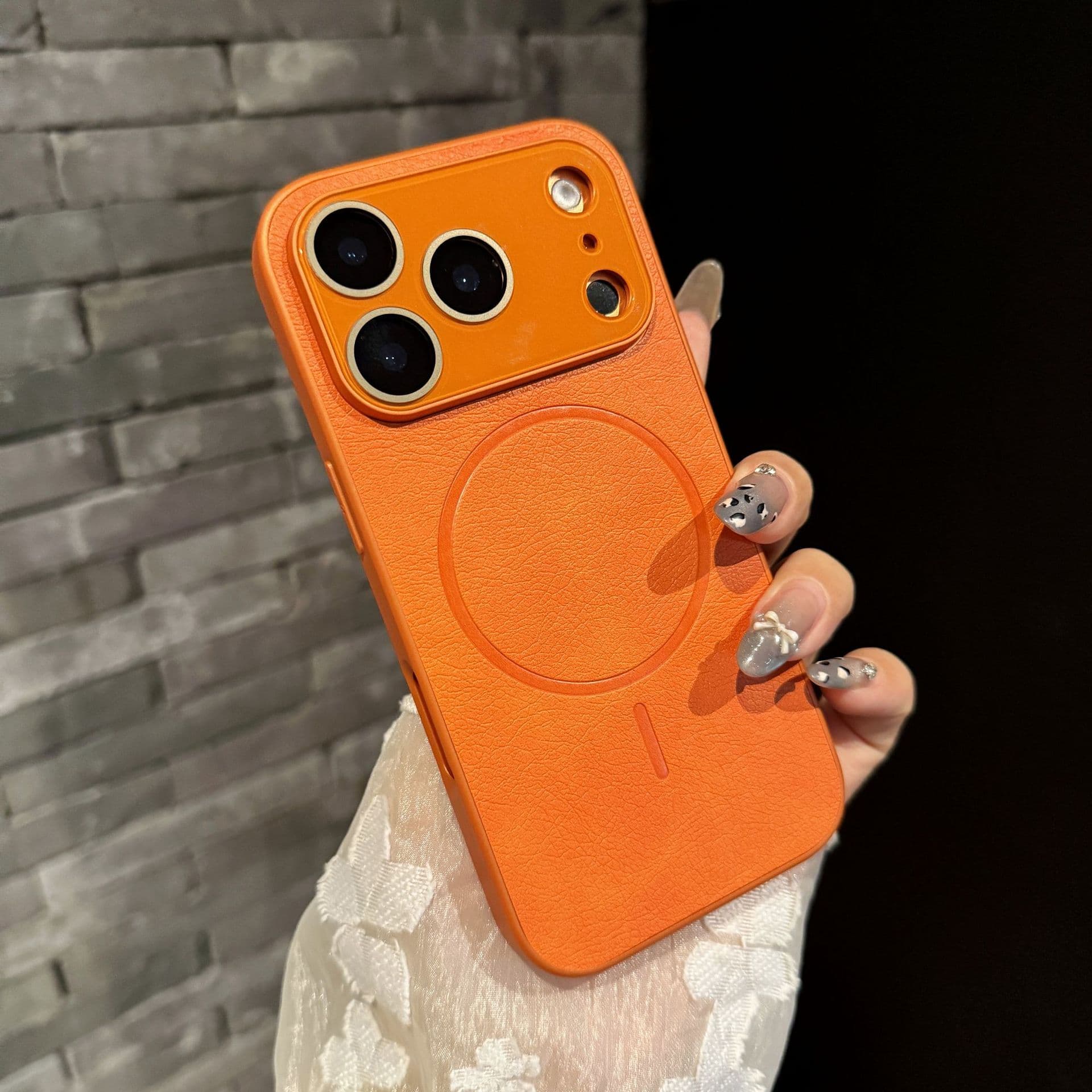 Fine Circle Magnetic 17 Skin Texture Phone Case Compatible IPhone 16 Pro Max With Lens Protector Cover