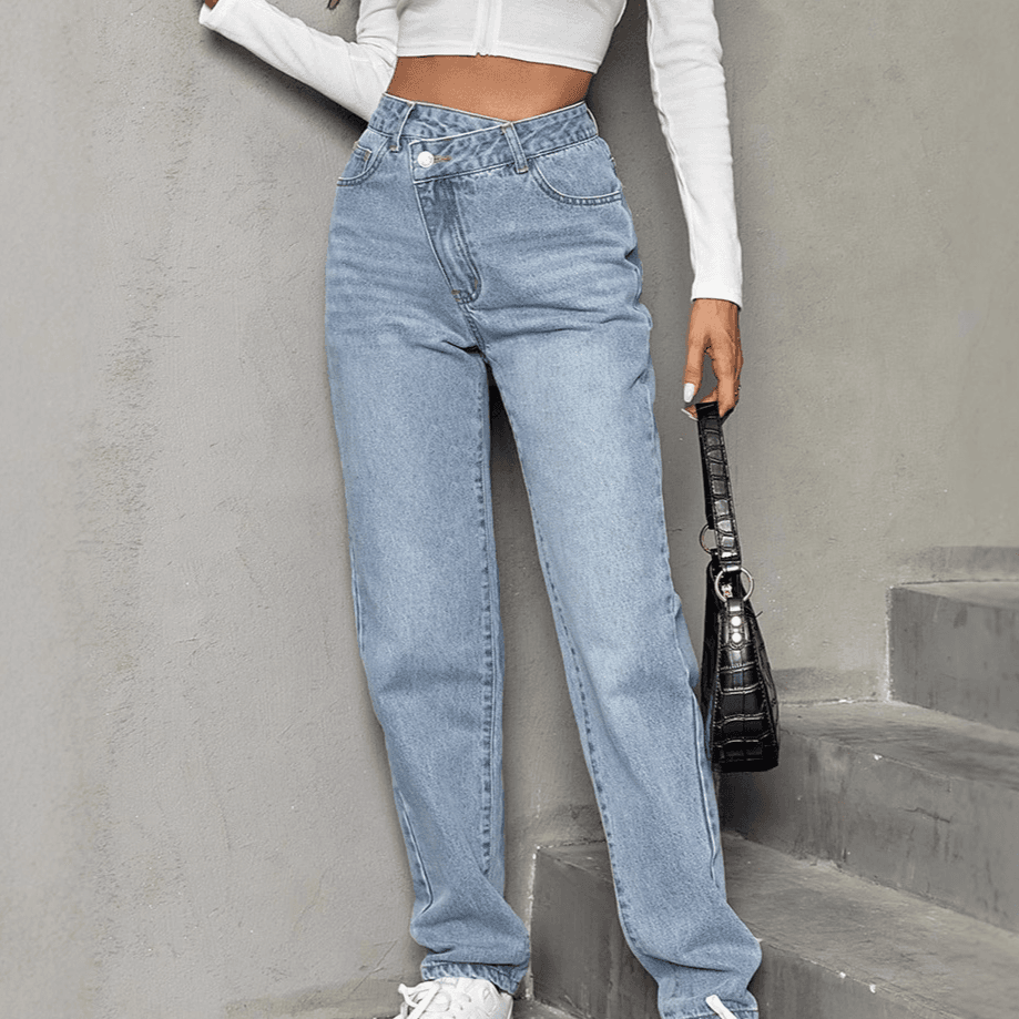 Women's Clothing Fashion Trend Slim Casual High Waist Loose Denim Trousers