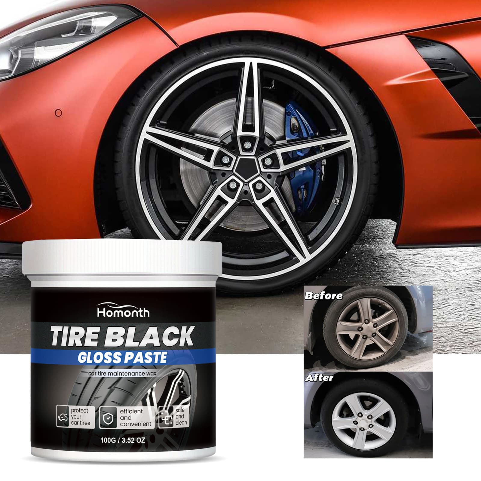 Car tire care cream Tire cleaning wheels decontamination Bright brightening durable rust remover