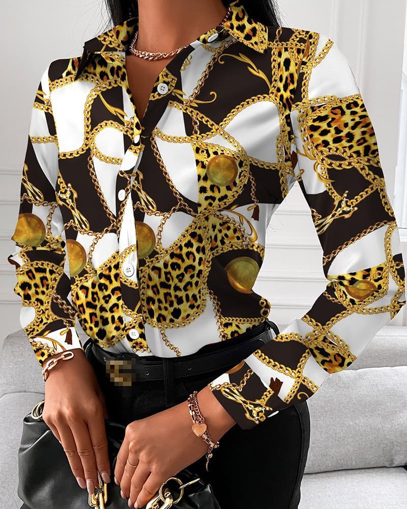 Women's spring and autumn shirts long-sleeved printed shirts