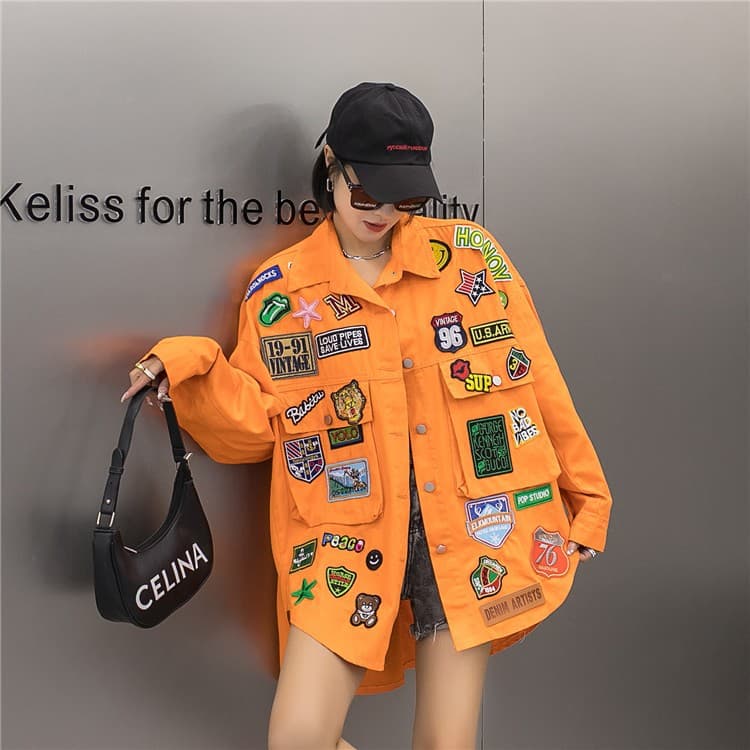 women's Multi-label Irregular Washed Denim Fashionable Jacket
