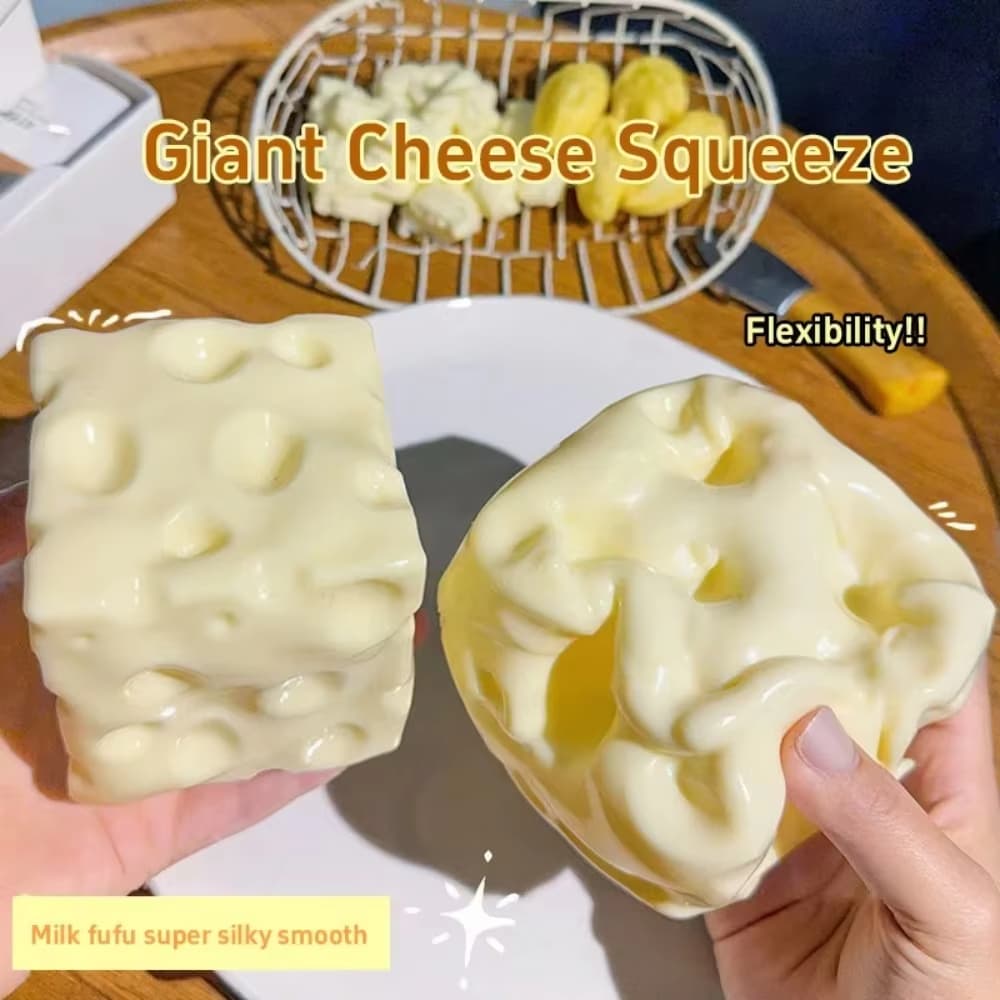 Jumbo Cheese Squishy Stress Relief Toy Soft Squeeze Fidget Cube Slow Rebound Sensory Toy For Kids Adults Anxiety Relief