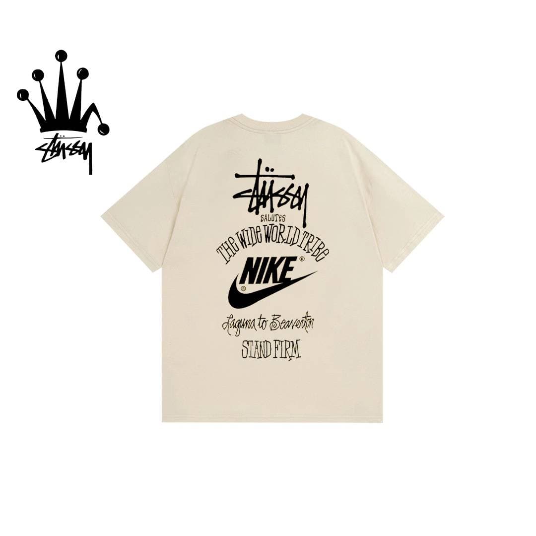Stussy&Nike Creative Letter Pattern Printed Cotton Short Sleeve T-shirt